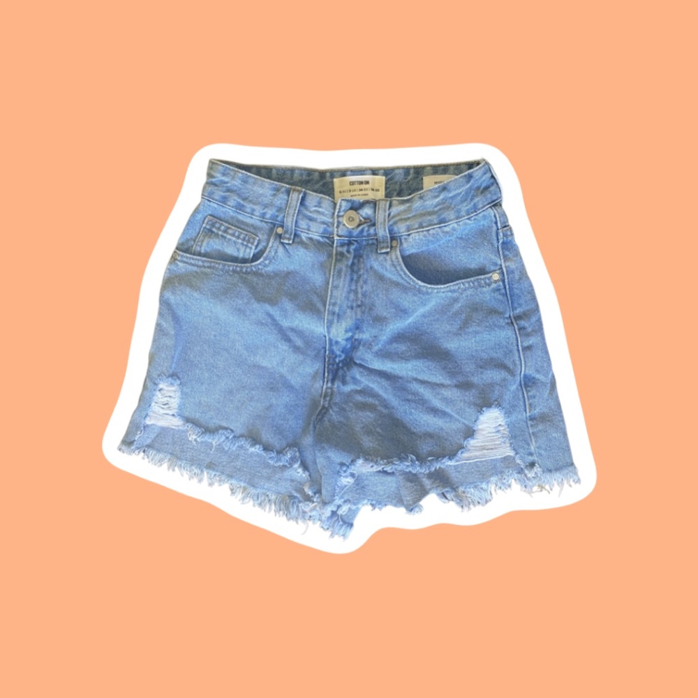 Cotton On High Rise Ripped Jean Shorts